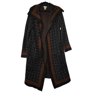 Max Studio Houndstooth Open Front Cardigan Sweater Coat Size Large Jacquard